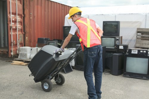 Local residents discussing responsible furniture disposal methods